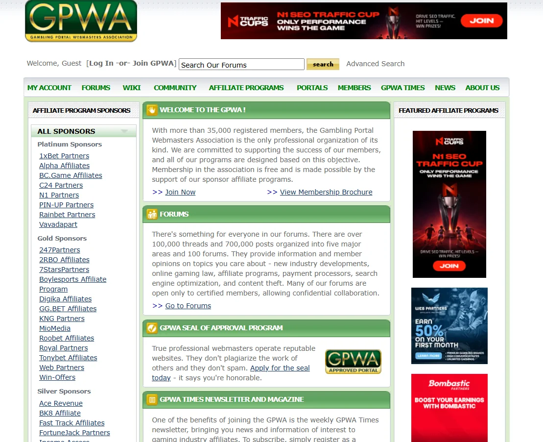 GPWA forum for iGaming affiliates, webmasters, casino partners and affiliate managers