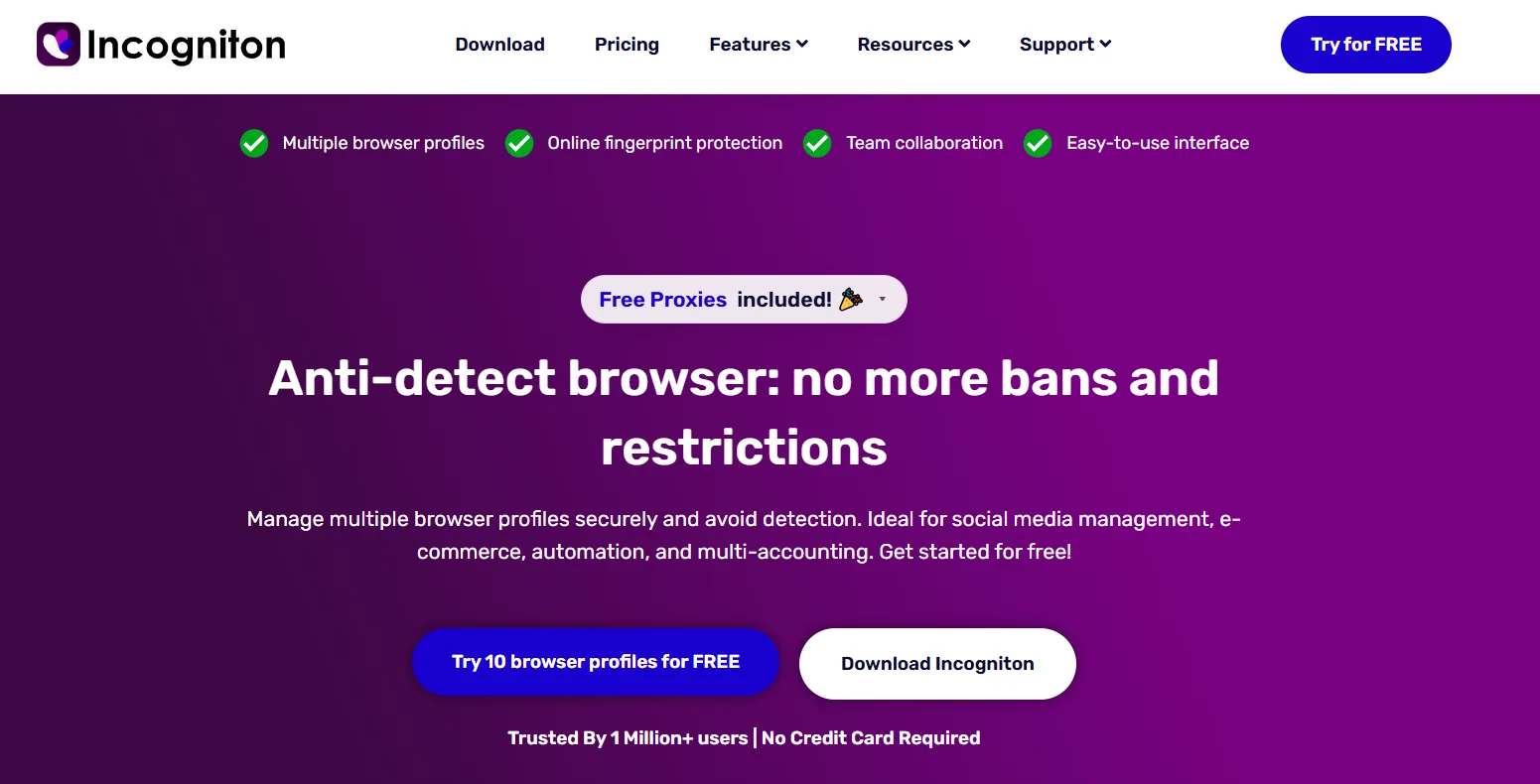 Browser fingerprint settings in the Incogniton antidetect browser