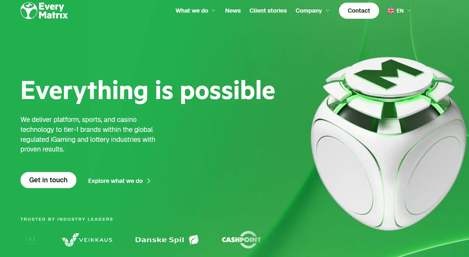 EveryMatrix homepage as a B2B gambling platform for casino, sports and lottery technology