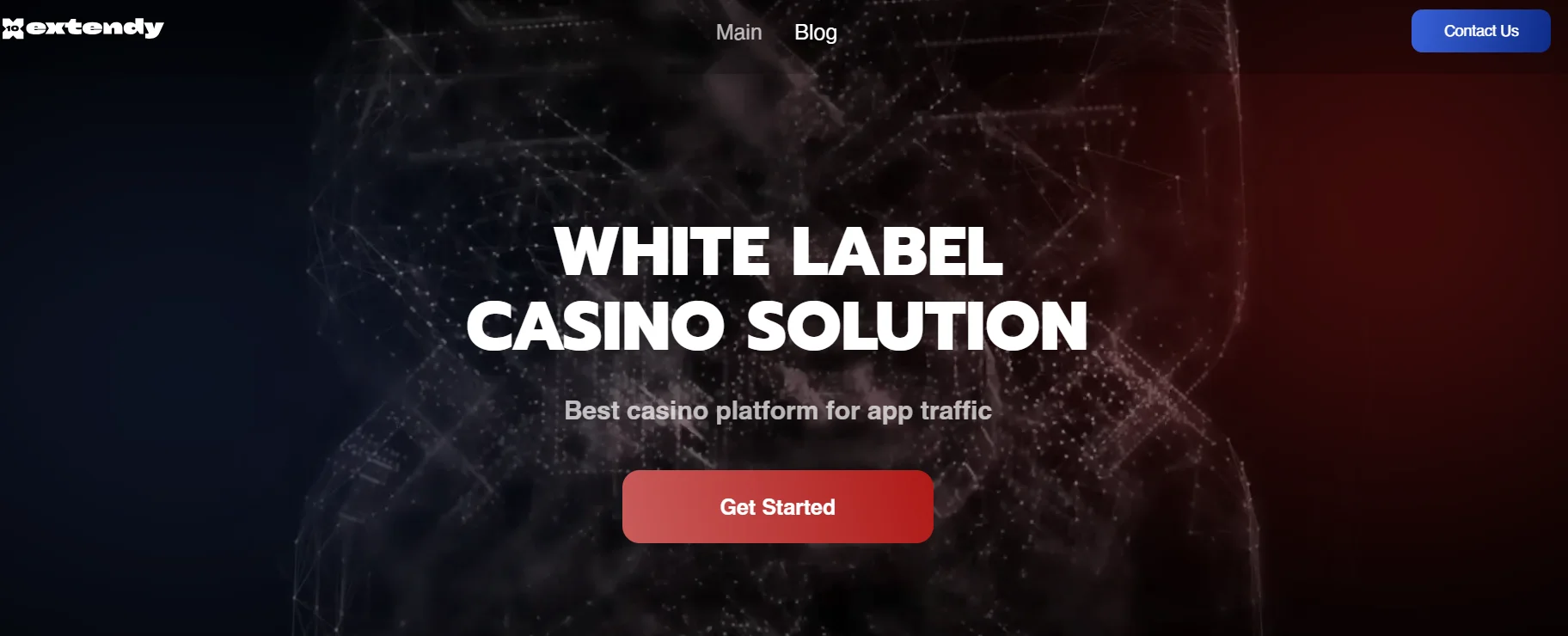 Extendy homepage with White Label Casino Solution for launching turnkey online casino projects
