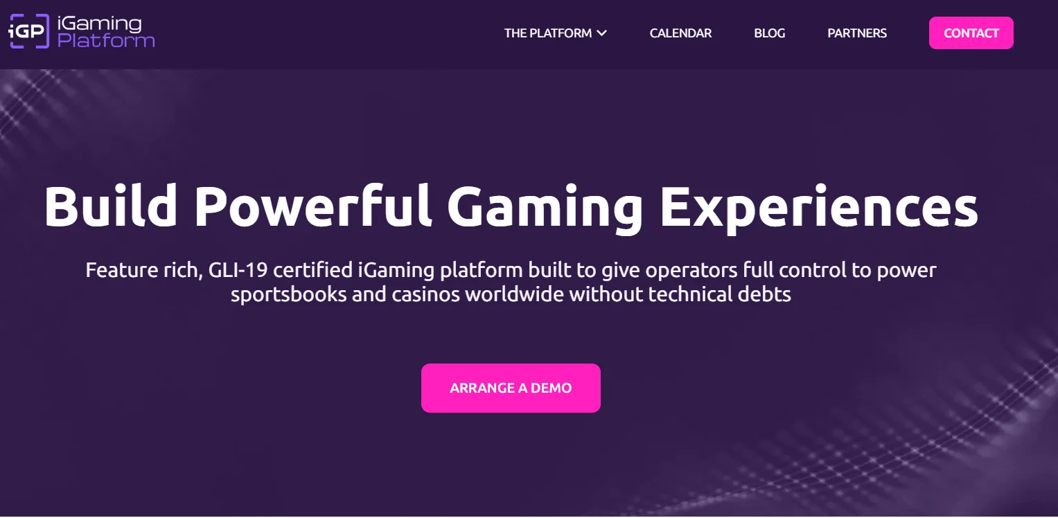 iGP website with a certified iGaming platform for sportsbooks and casinos worldwide