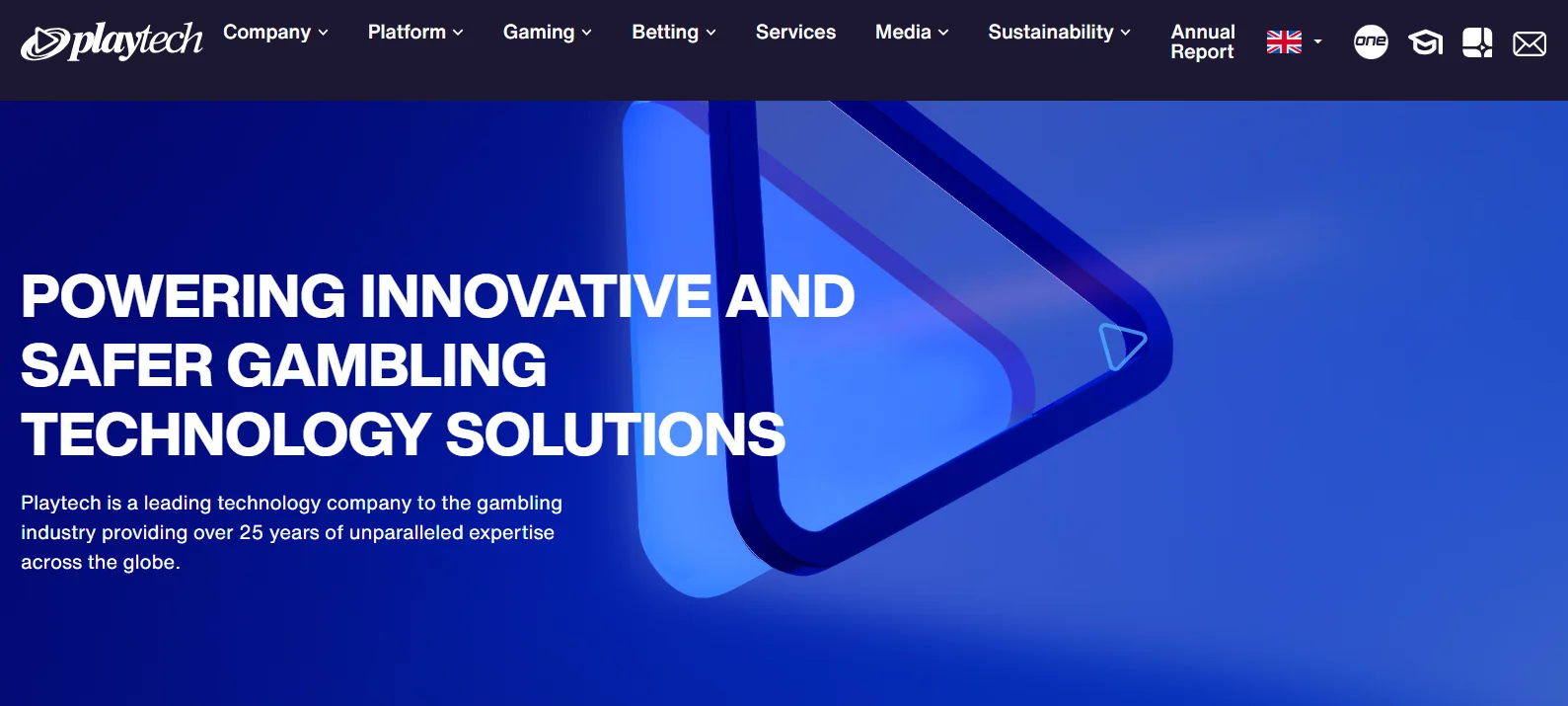 Playtech website presenting gambling technology solutions for safer gaming and betting products