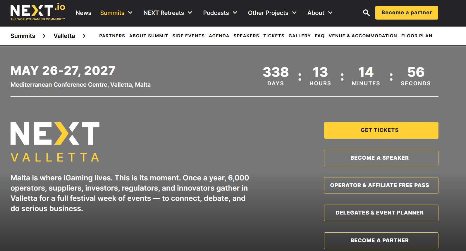 NEXT Summit in Valletta — iGaming conference for operators, investors, affiliates, executives and strategic networking